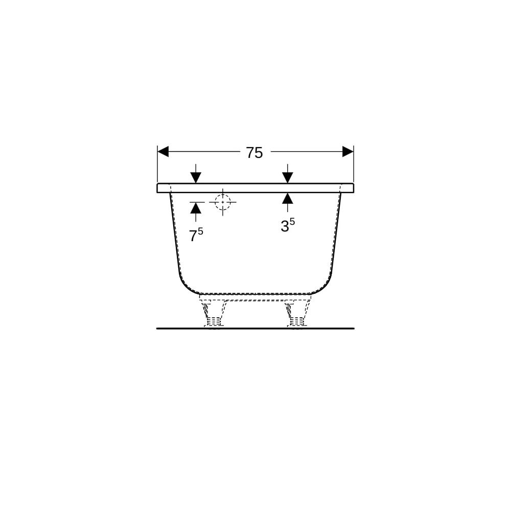 Geberit Renova Fünfeckbadewanne Länge 160cm, Breite 75cm, Abgang rechts... GEBERIT-657260000 4022009093384 (Abb. 9)