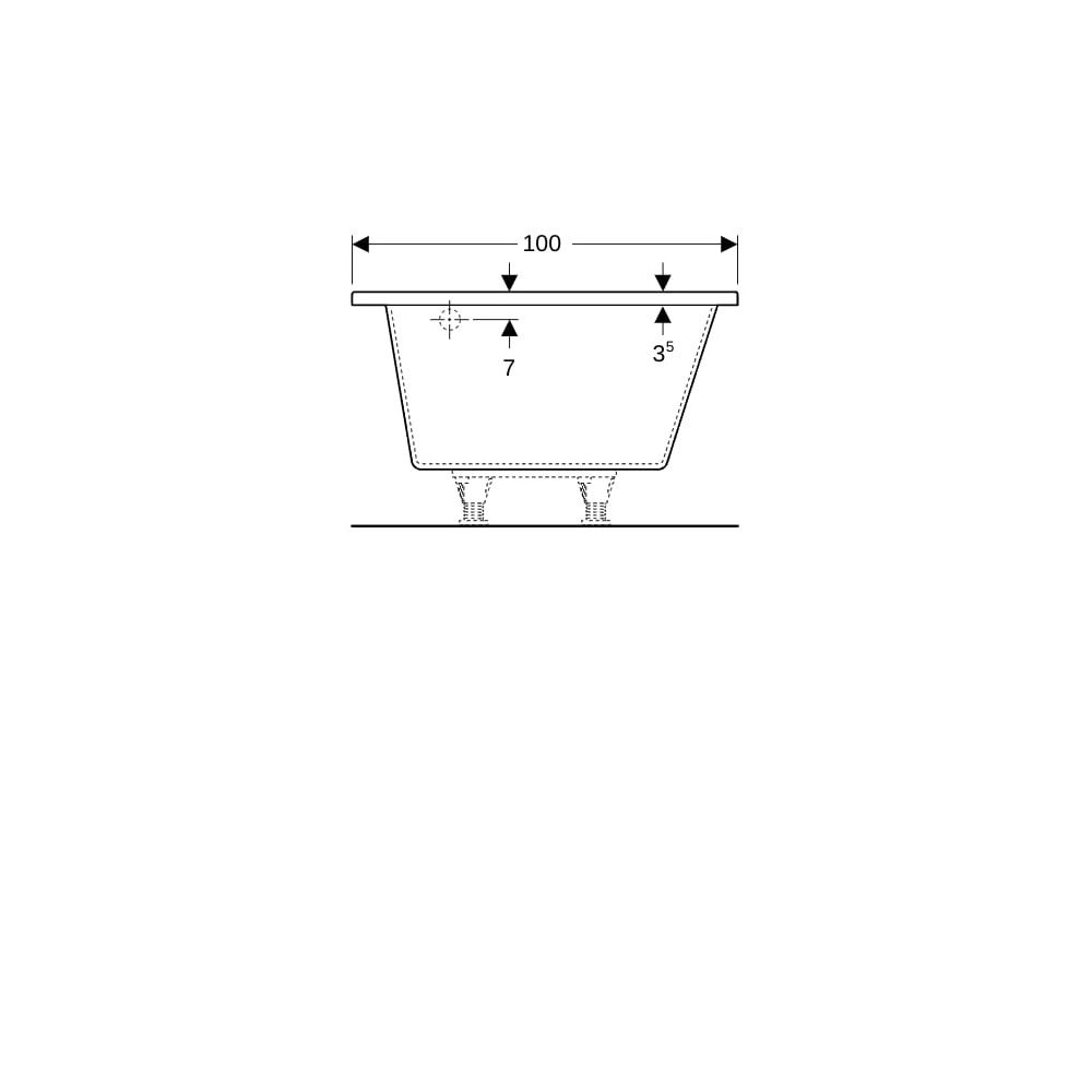 Geberit Renova asymmetrische Badewanne Länge 100cm, Breite 100cm, Abgang rechts... GEBERIT-657350000 4022009282139 (Abb. 9)