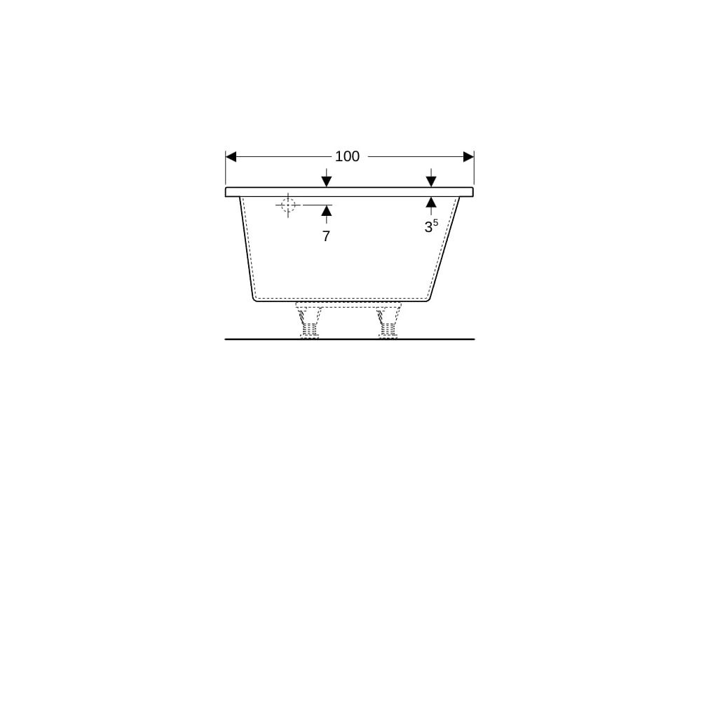 Geberit Renova asymmetrische Badewanne Länge 100cm, Breite 100cm, Abgang links... GEBERIT-657340000 4022009282054 (Abb. 9)
