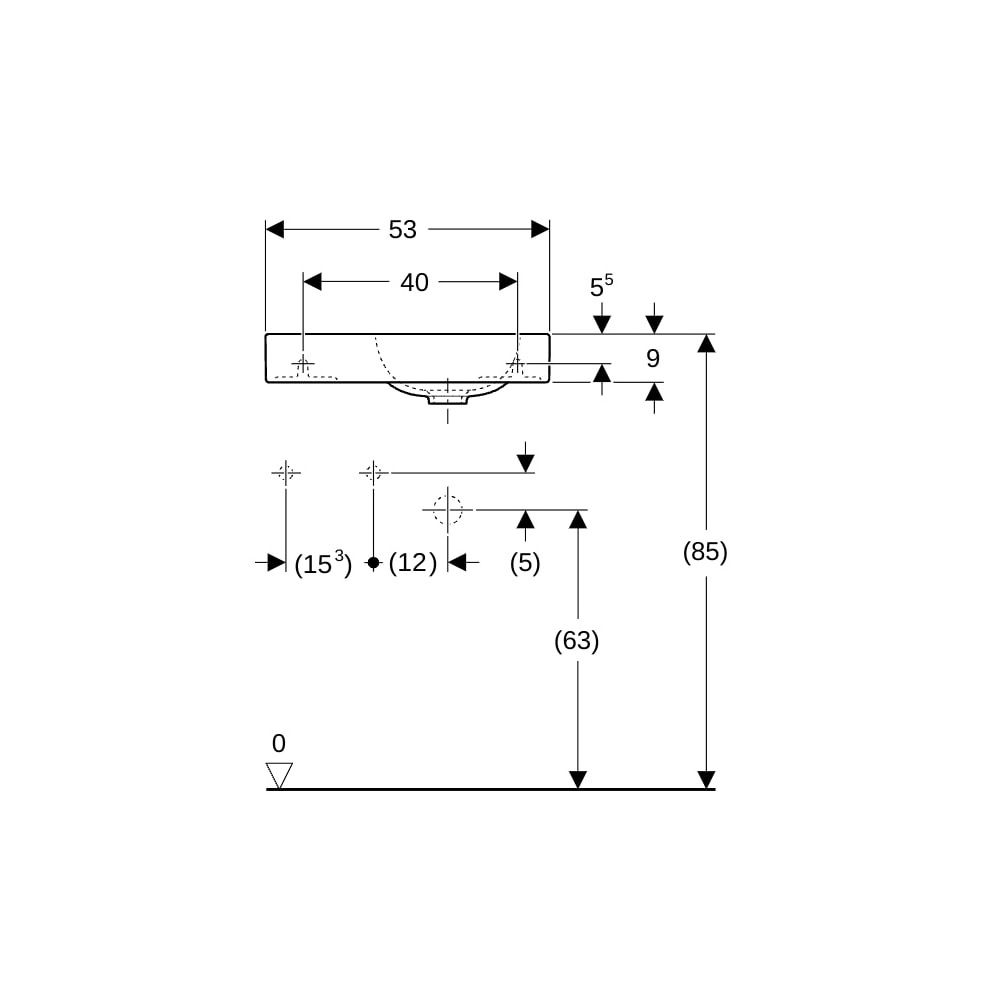 Geberit iCon Handwaschbecken, Ablagefläche links, 53x13,5x31cm, Hahnloch links, ohne... GEBERIT-124153600 4022009312577 (Abb. 8)