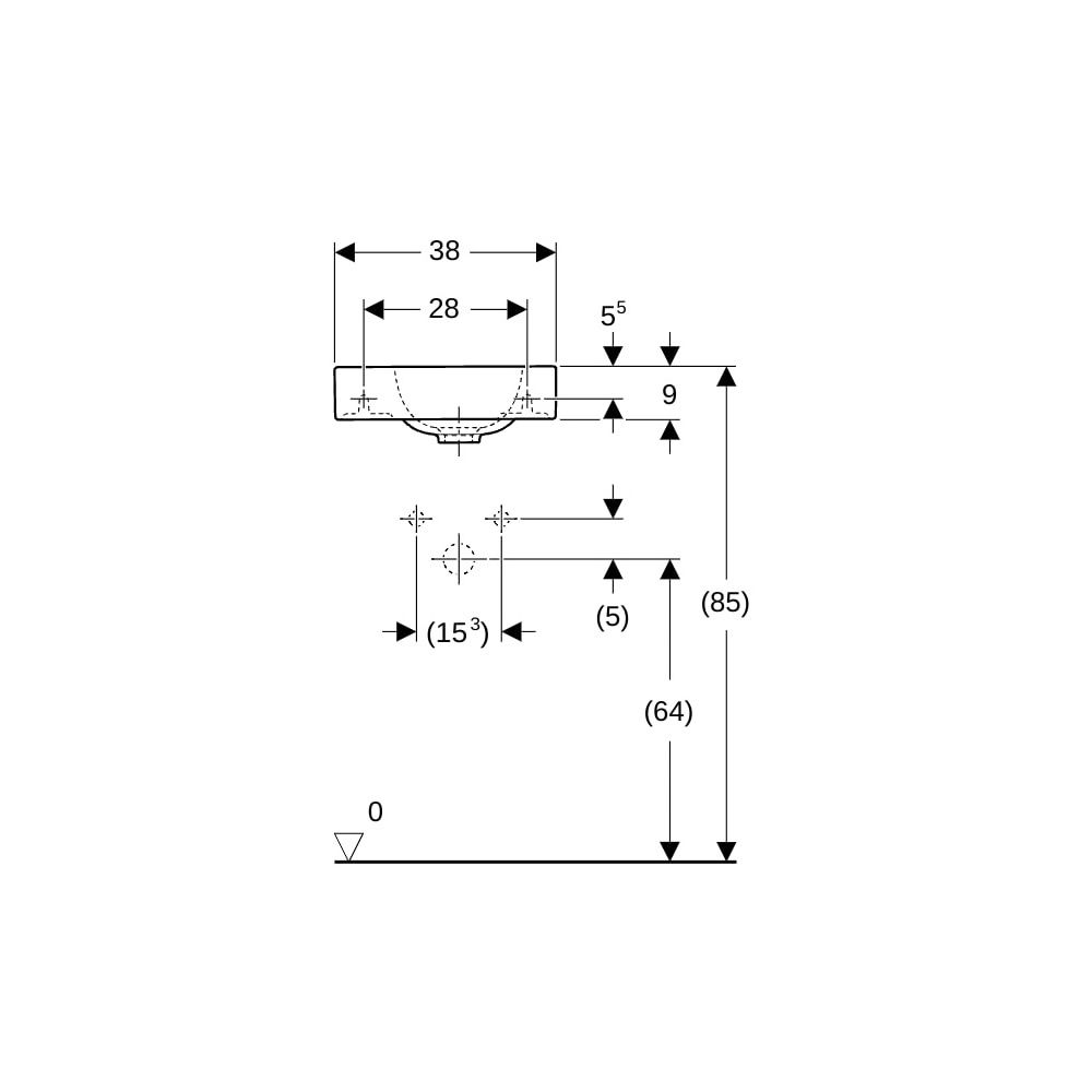 Geberit iCon Handwaschbecken, 38x13,5x28cm, Hahnloch links, ohne Überlauf, Weiß... GEBERIT-124836000 4022009306101 (Abb. 8)