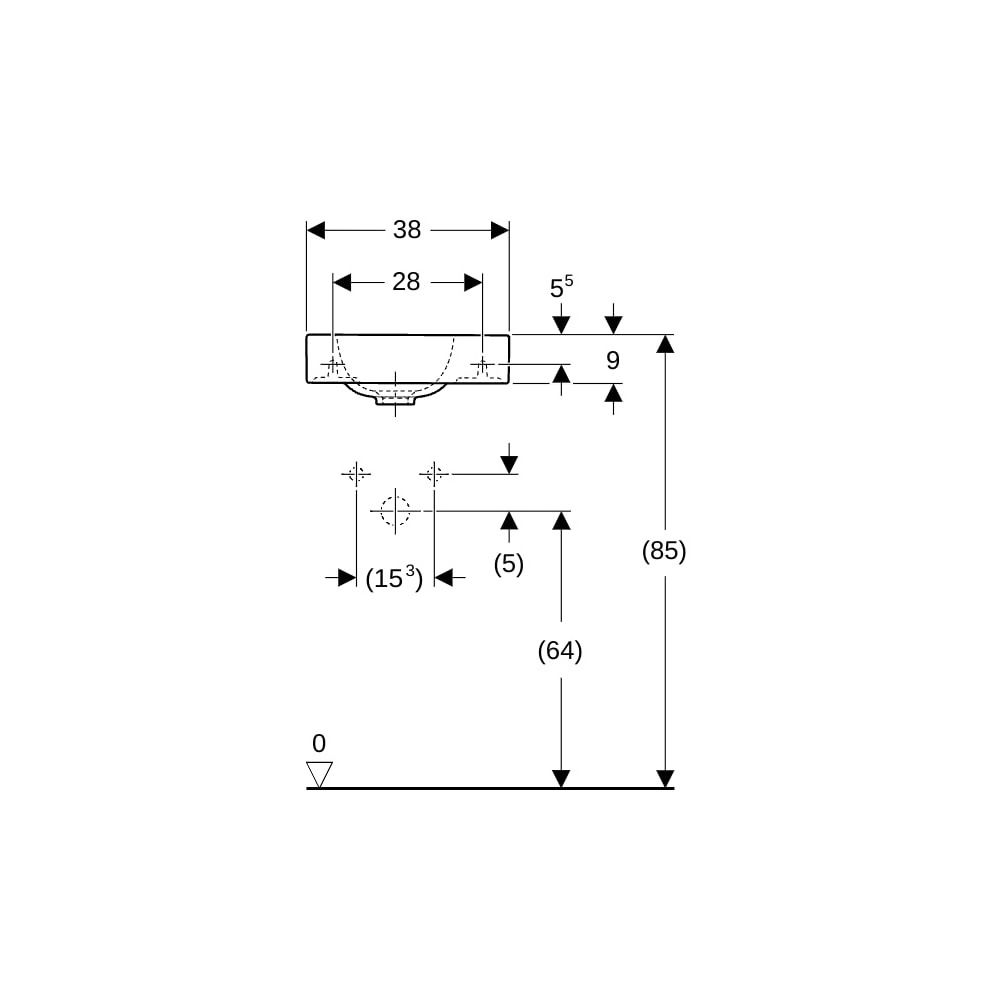 Geberit iCon Handwaschbecken, 38x13,5x28cm, Hahnloch rechts, ohne Überlauf, Weiß/Ker... GEBERIT-124736600 4022009306095 (Abb. 8)