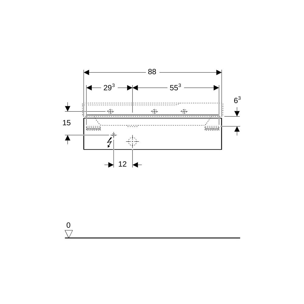 Geberit Xeno2 Unterschrank für Waschtisch, Ablagefläche, 1 Schublade, 88x22x46,2cm, ... GEBERIT-500513011 4025416610083 (Abb. 9)
