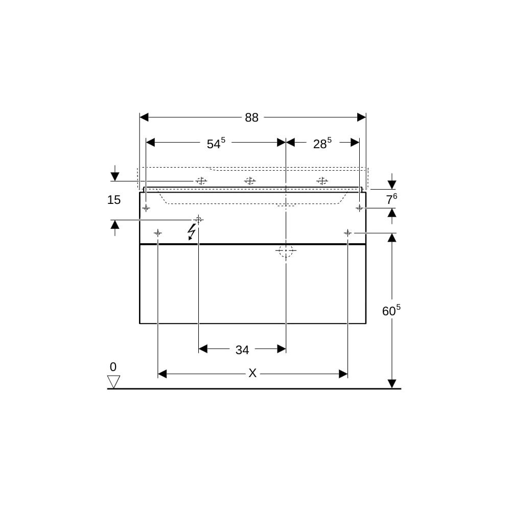 Geberit Xeno2 Unterschrank für Waschtisch mit Ablagefläche links, 2 Schubladen 88x53... GEBERIT-500516011 4025416610229 (Abb. 8)