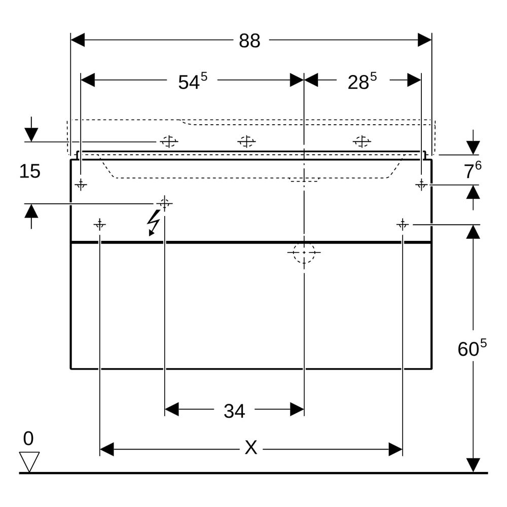 Geberit Xeno2 Unterschrank für Waschtisch mit Ablagefläche links, 2 Schubladen 88x5... GEBERIT-500516011 4025416610229 (Abb. 12)