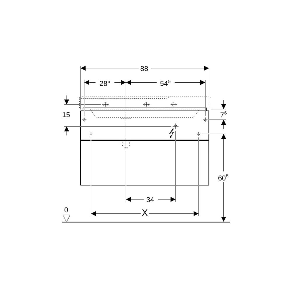 Geberit Xeno2 Unterschrank für Waschtisch, Ablagefläche, 2 Schubladen, 88x53x46,2cm,... GEBERIT-500515001 4025416358756 (Abb. 8)