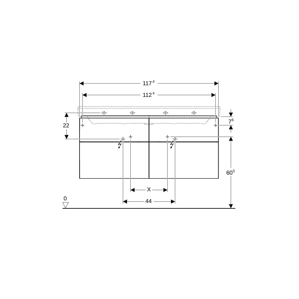 Geberit Xeno2 Unterschrank für Waschtisch, mit, Breite ab 120cm, 4 Schubladen, 117,4... GEBERIT-500518011 4025416610304 (Abb. 9)