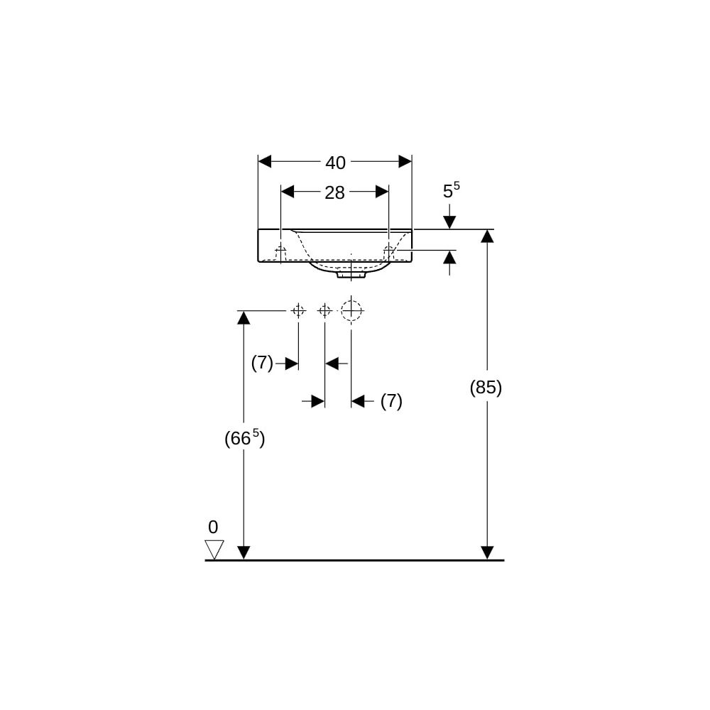 Geberit Xeno2 Handwaschbecken, 40x12,5x28cm, Hahnloch links, ohne Überlauf, Weiß/Ker... GEBERIT-500528011 4025416608646 (Abb. 8)