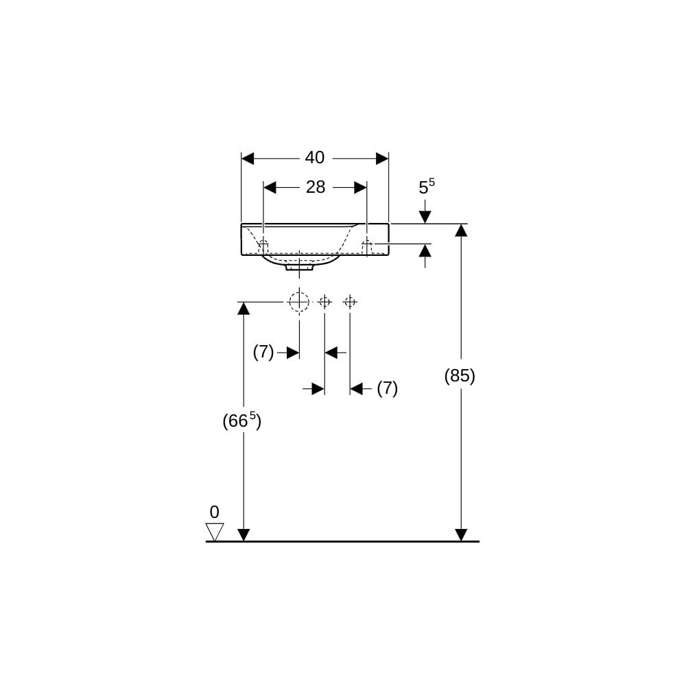 Geberit Xeno2 Handwaschbecken, 40x12,5x28cm, Hahnloch rechts, ohne Überlauf, Weiß/Ke... GEBERIT-500529011 4025416605416 (Abb. 8)