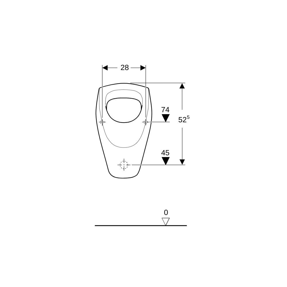 Geberit Renova Urinal Zulauf von oben, Tiefe 37cm, Abgang nach hinten oder nach unte... GEBERIT-235200000 4022009044195 (Abb. 8)