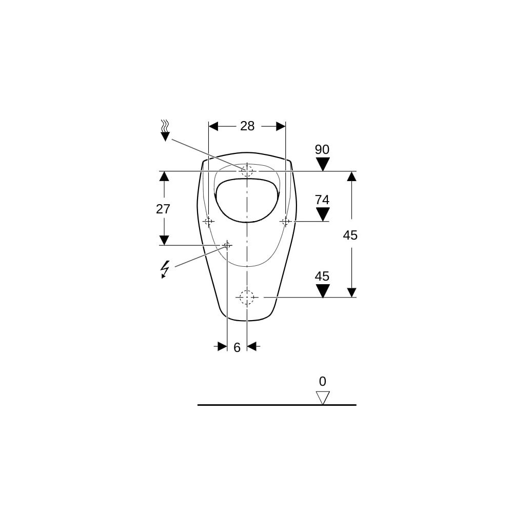 Geberit Renova Urinal Zulauf von hinten, Abgang nach hinten, Tiefe 37cm, Zulauf hint... GEBERIT-235300000 4022009044591 (Abb. 8)