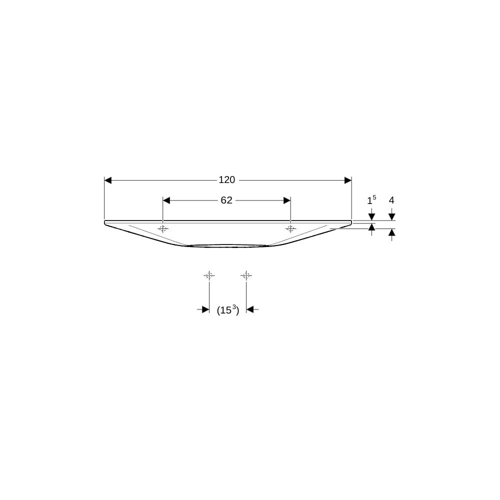 Geberit ONE Waschtisch schwebendes Design, horizontal verk. Ausl. B 120cm T 40cm o. ... GEBERIT-500392011 4025410572394 (Abb. 8)