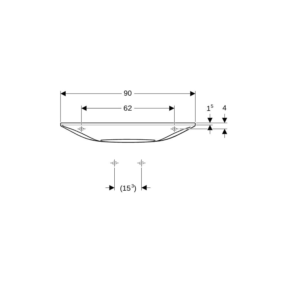 Geberit ONE Waschtisch schwebendes Design Abgang horizontal verk. Ausl., 90x40cm o. ... GEBERIT-500390012 4025410574350 (Abb. 8)