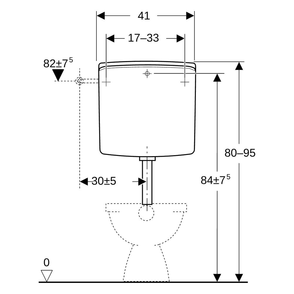 Geberit Aufputz 140 Aufputzspülkasten 2-Mengen-Spülkasten tiefhängend Wasseranschlu... GEBERIT-140300101 4025416067450 (Abb. 11)