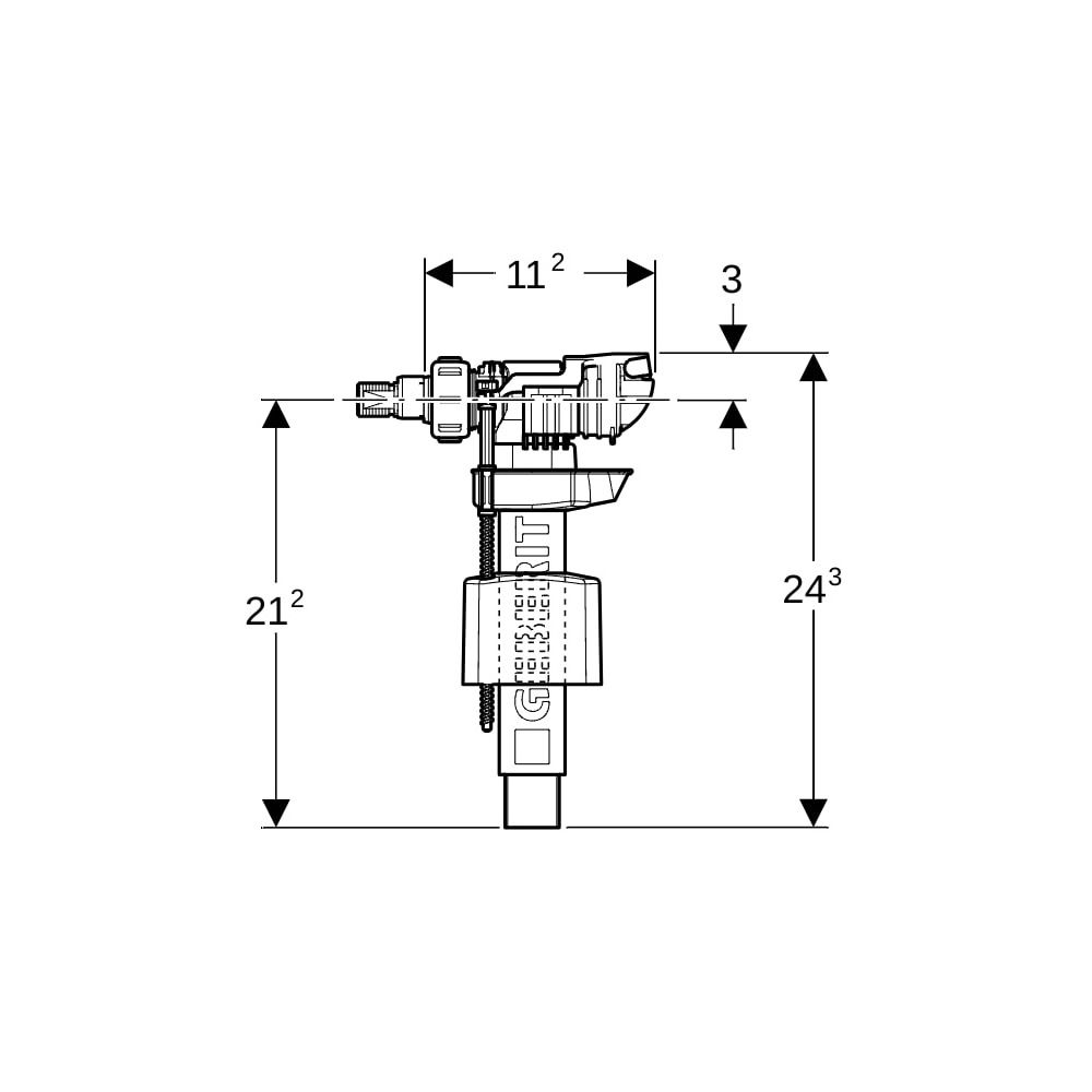 Geberit Typ 380 Schwimmerventil, Wasseranschluss seitlich 3/8" Nippel aus Messing... GEBERIT-243136001 4025416445616 (Abb. 7)