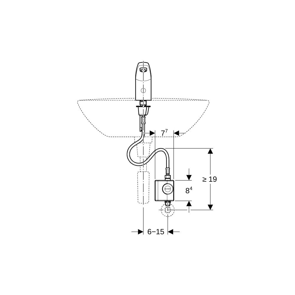 Geberit Typ 185 Waschtischarmatur Generatorbetrieb, Hochglanz verchromt, ohne Mische... GEBERIT-116335211 4025416149392 (Abb. 6)