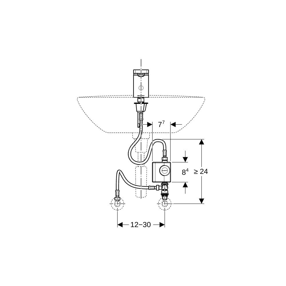 Geberit Typ 186 Waschtischarmatur Generatorbetrieb, Hochglanz verchromt, mit Unterti... GEBERIT-116366211 4025416149446 (Abb. 6)