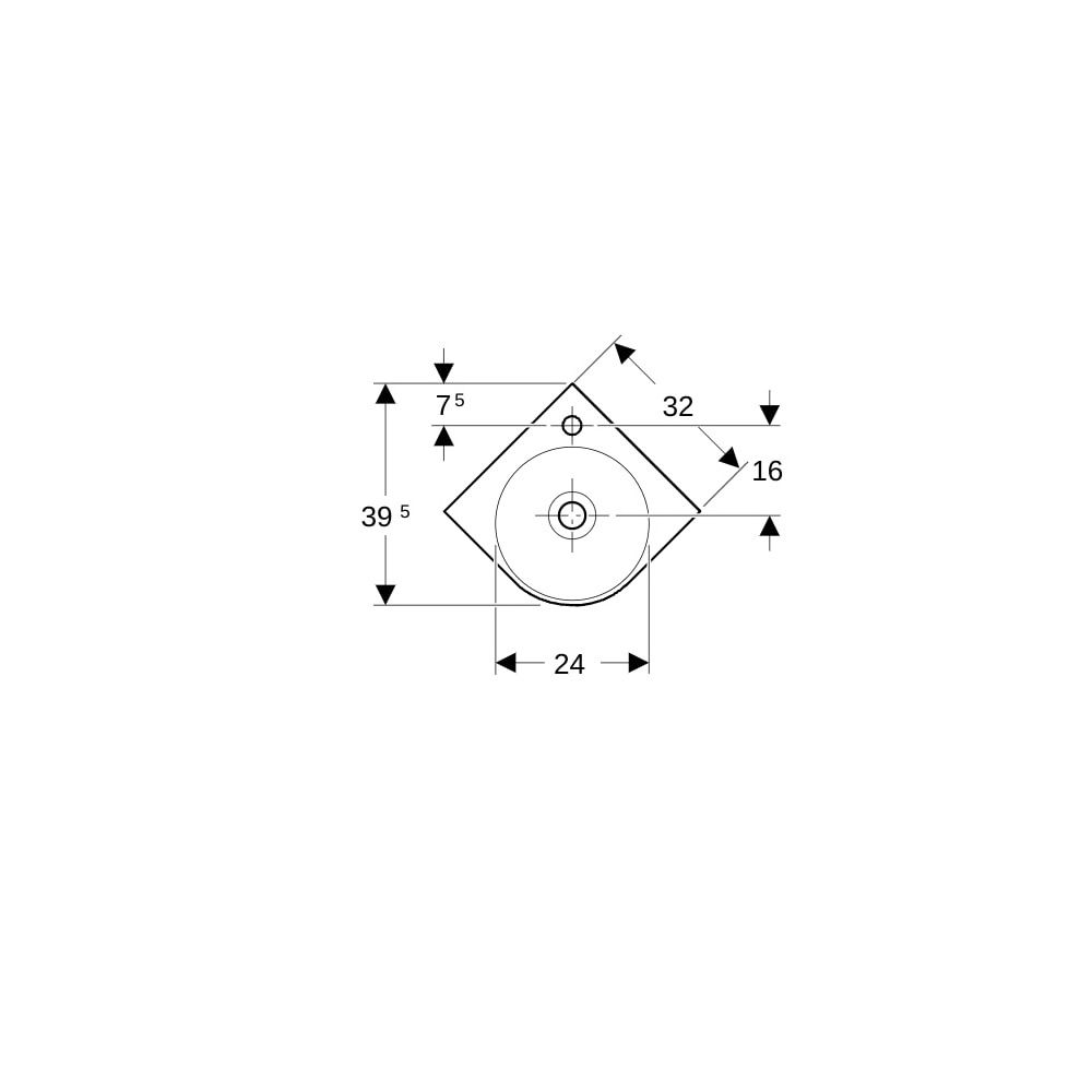 Geberit Renova Compact Eckhandwaschbecken, Breite 45cm, Tiefe 39,5cm, Hahnloch mitti... GEBERIT-276132600 4022009329841 (Abb. 7)