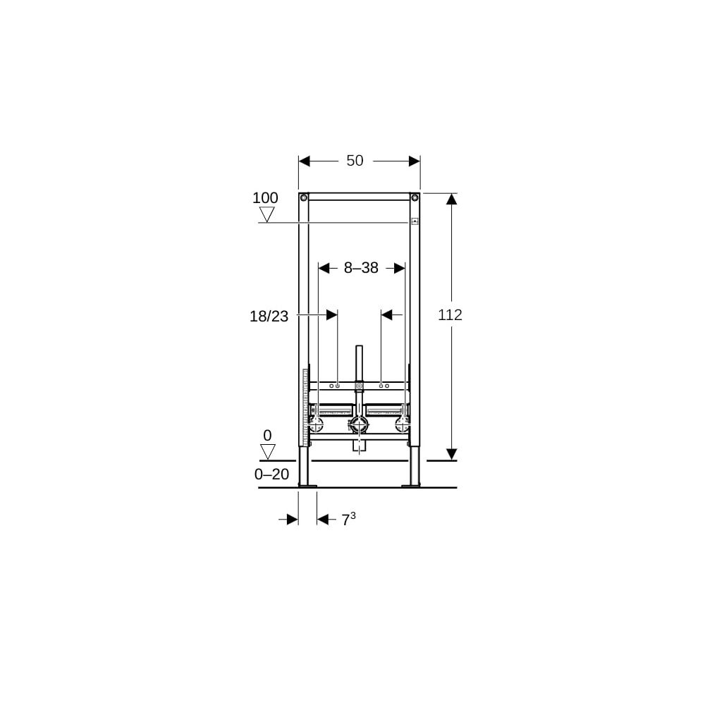 Geberit Duofix Element für Bidet, 112cm, für Trockenbau, universell Breite 50cm, Tie... GEBERIT-111510001 4025416445463 (Abb. 6)