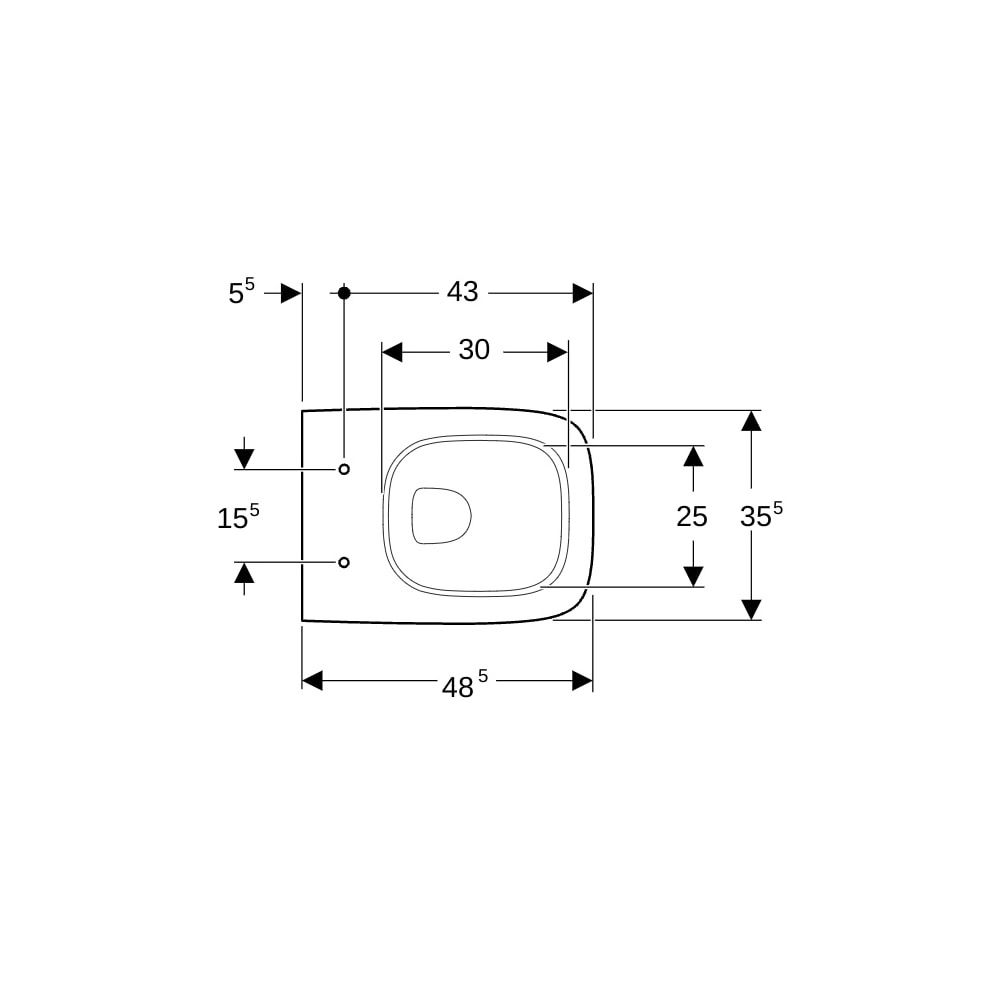 Geberit Renova Compact Square Wand-WC Tiefspüler, verkürzte Ausladung Tiefe 48,5cm, ... GEBERIT-206145000 4022009327403 (Abb. 7)
