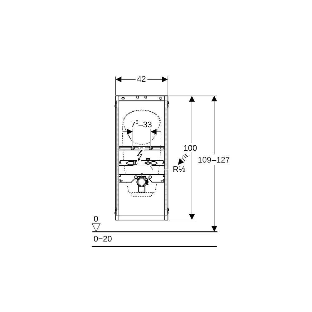 Geberit GIS Element für Urinal, 114cm, universell, für Aufputz-Druckspüler... GEBERIT-461686001 4025416801696 (Abb. 6)