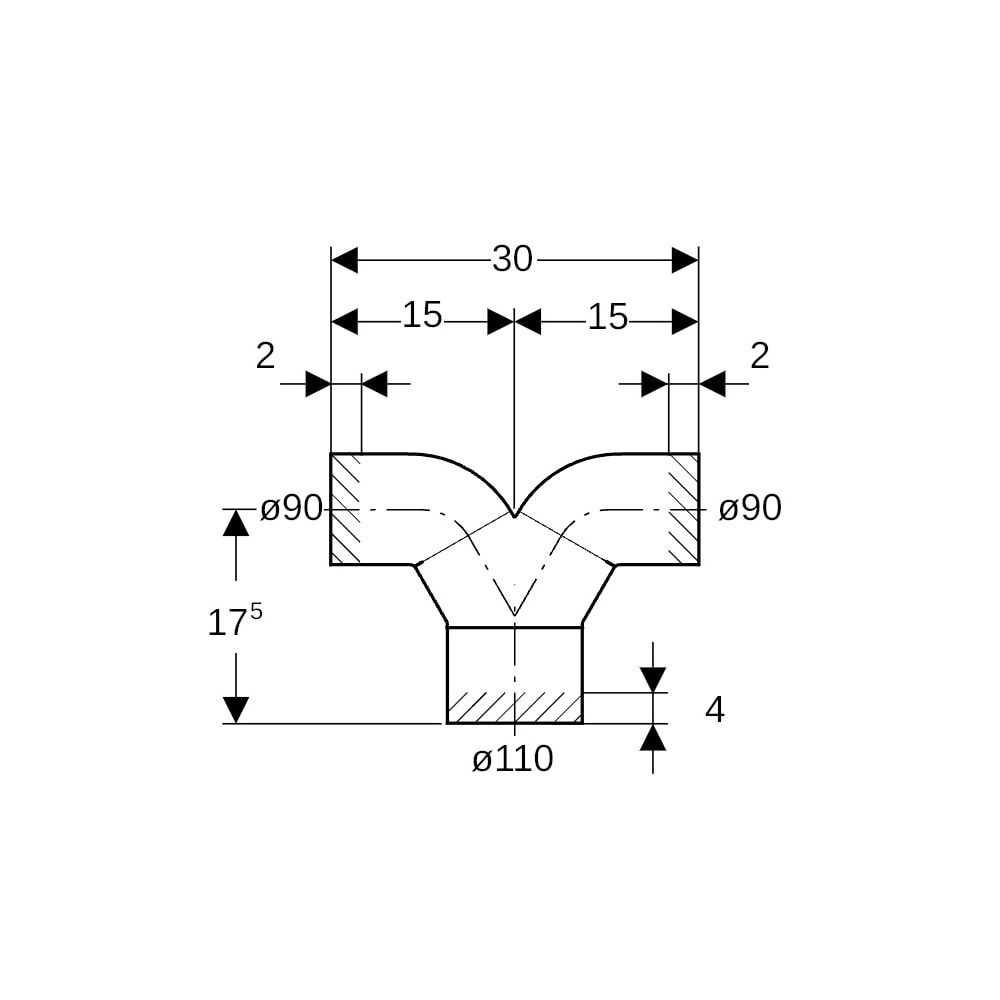 Geberit Silent db20 Hosenabzweig 2x90 Grad Außendurchmesser 110mm... GEBERIT-310481141 4025410603340 (Abb. 5)