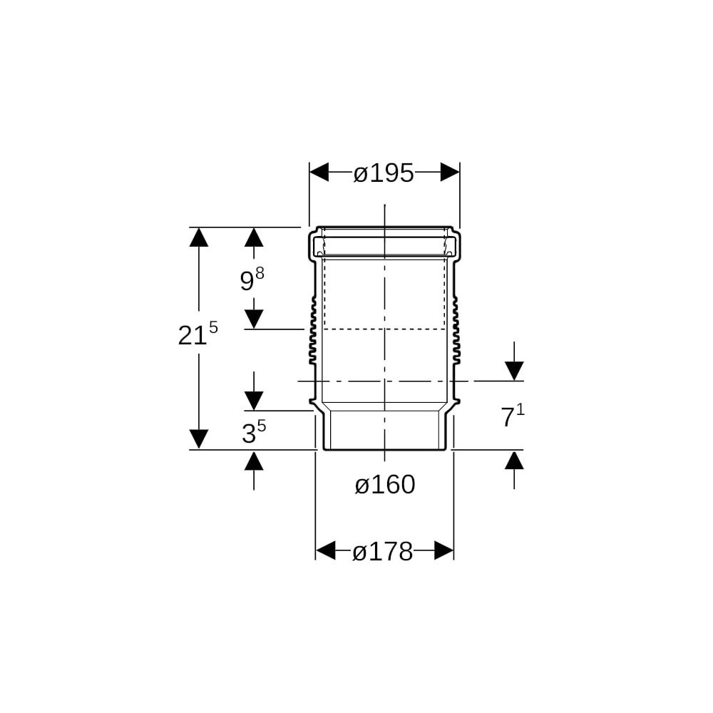 Geberit Silent db20 Langmuffe mit Doppelbund Außendurchmesser 160mm... GEBERIT-315012141 4025416505488 (Abb. 5)