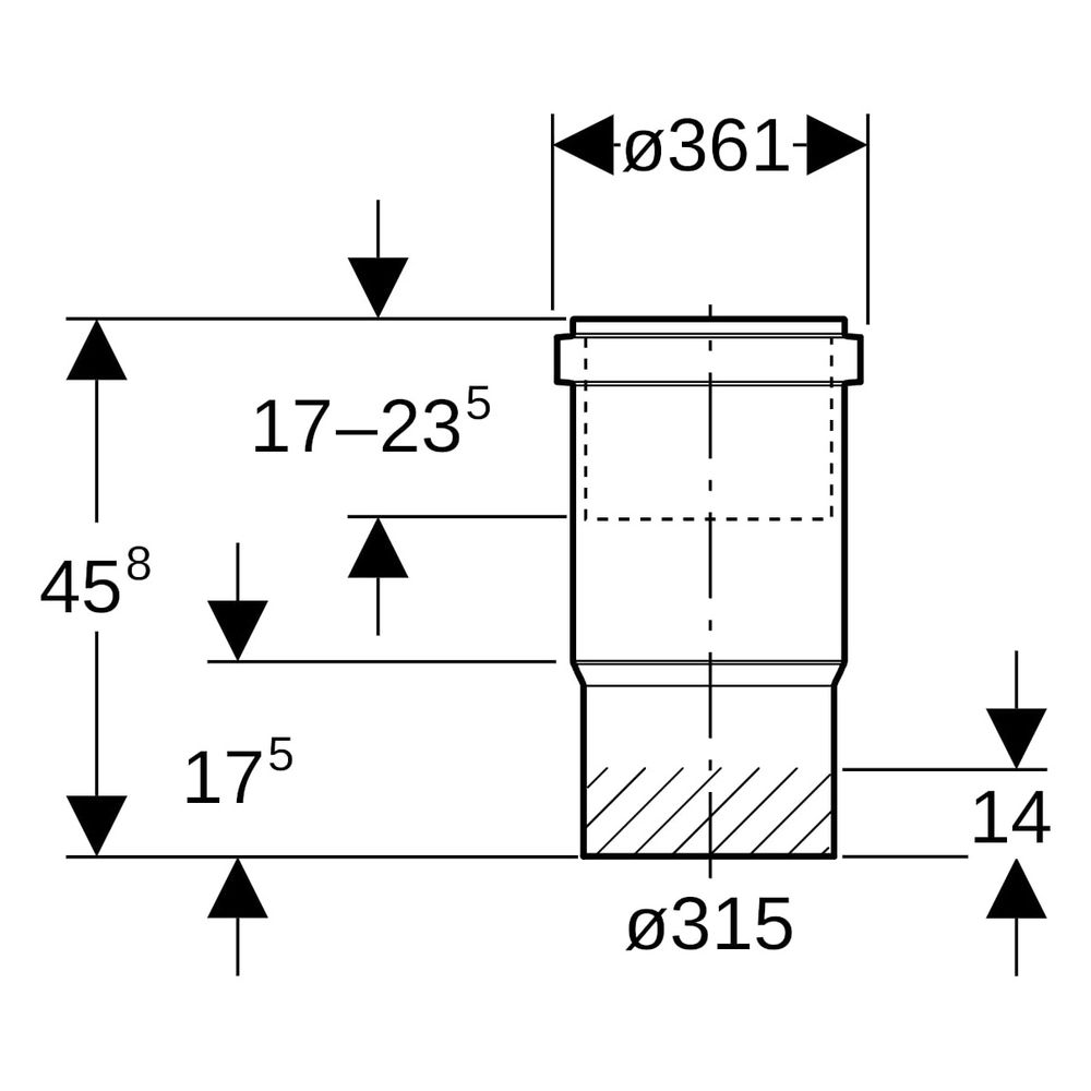 Geberit Langmuffe, DN 300, 315mm, PE-HD, Schwarz, 372700161... GEBERIT-372700161 4025416036777 (Abb. 7)