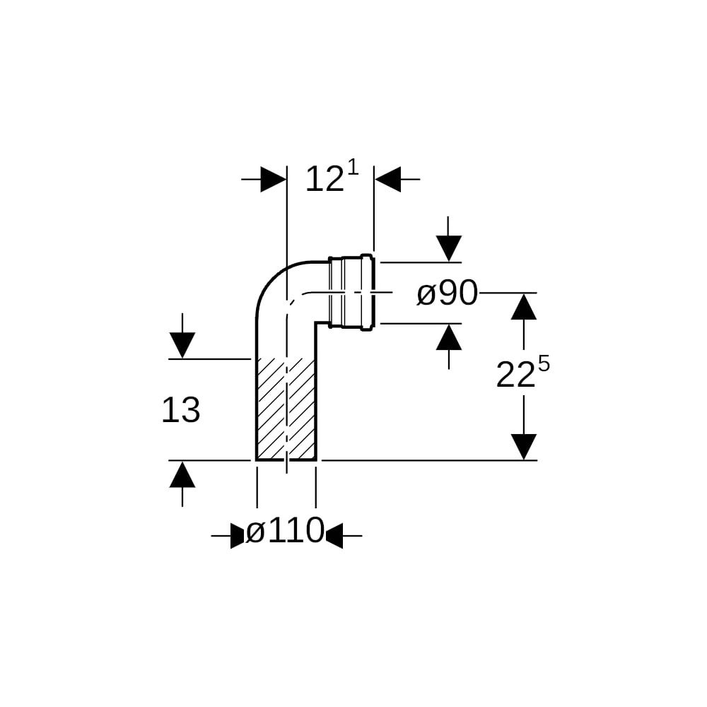 Geberit PE Anschlussbogen 90 Grad für Wand-WC Außendurchmesser 110mm... GEBERIT-367070161 4025416160946 (Abb. 5)