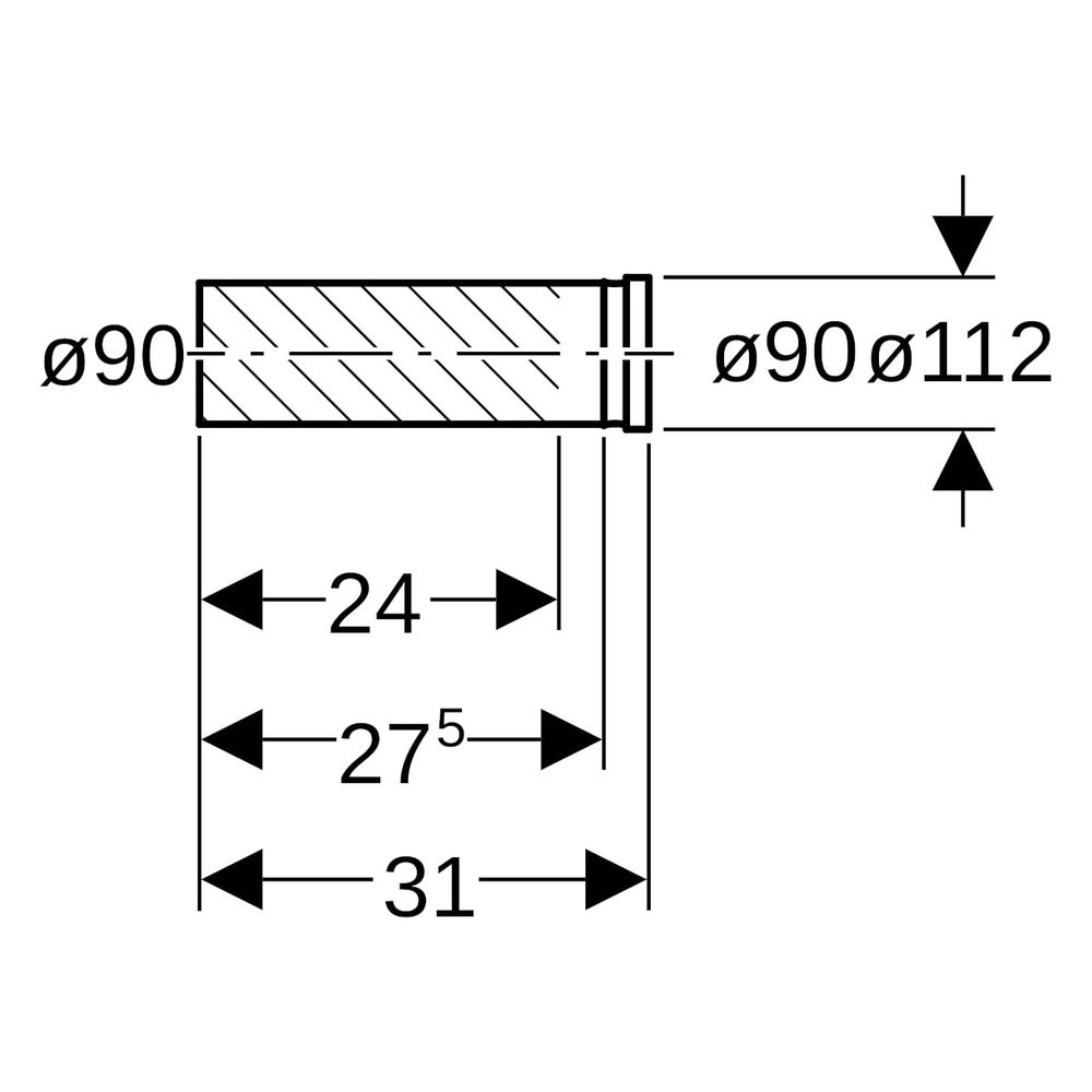 Geberit PE Anschlussstutzen mit Steckmuffe, für Wand-WC Außendurchmesser 90mm... GEBERIT-366887161 4025416030232 (Abb. 7)
