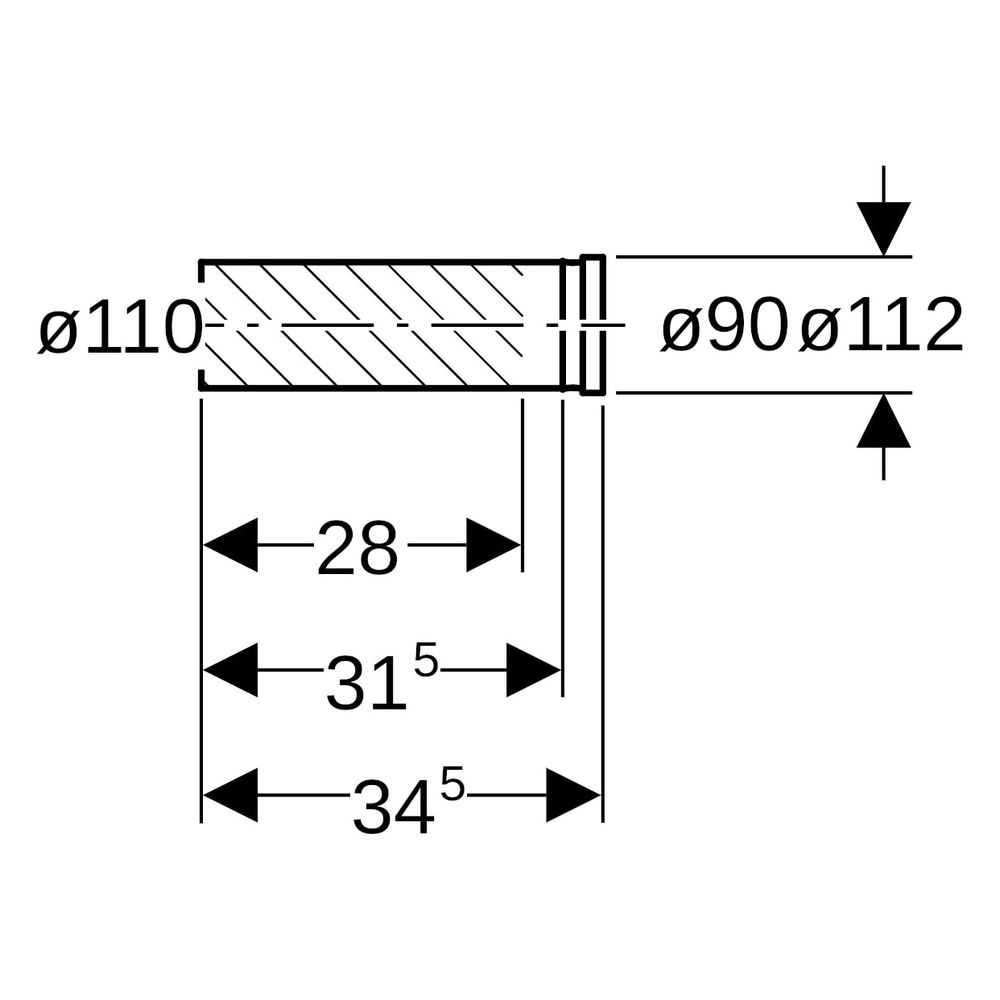 Geberit PE Anschlussstutzen mit Steckmuffe, für Wand-WC Außendurchmesser 110mm... GEBERIT-367887161 4025416032977 (Abb. 7)