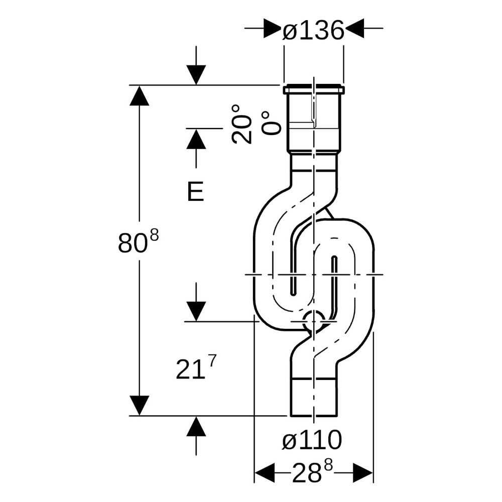 Geberit PE Schneckengeruchsverschluss mit Serviceöffnung Außendurchmesser 110mm... GEBERIT-367813161 4025416032434 (Abb. 7)