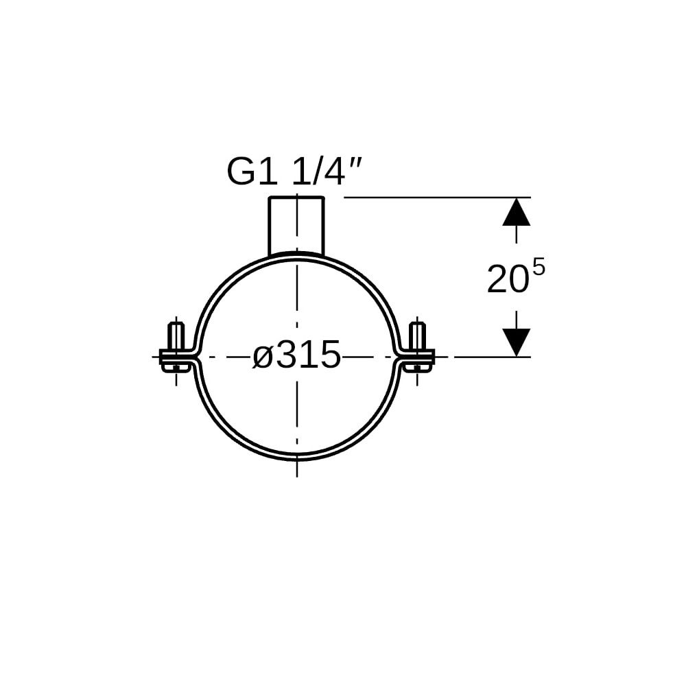 Geberit Rohrschelle mit Gewindemuffe Rohrgewinde 1 1/4 d315... GEBERIT-372841001 4025410521446 (Abb. 6)