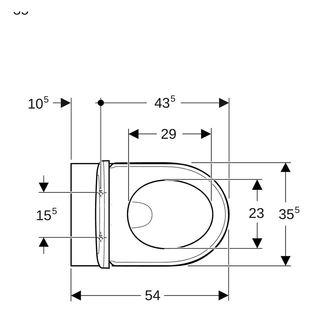 Geberit Renova Set Wand-WC Tiefspüler, mit WC-Sitz Tiefe 54cm, Weiß, 500802001... GEBERIT-500802001 4025410717825 (Abb. 18)