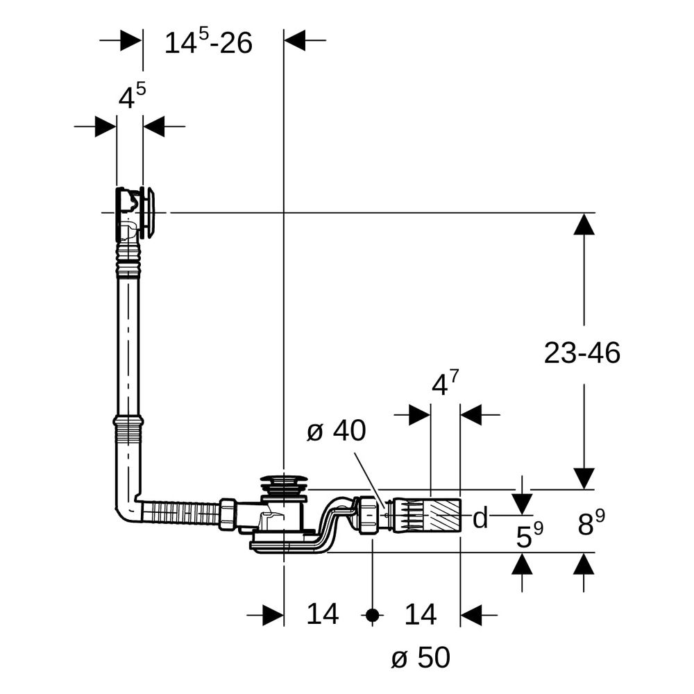 Geberit Badewannenablauf mit PushControl Druckbetätigung mit Fertigbauset Hochglanz... GEBERIT-150750216 4025410601780 (Abb. 10)