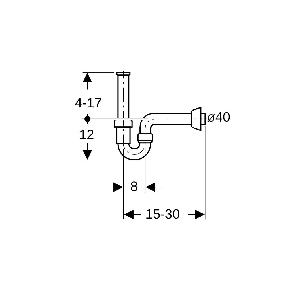 Geberit Siphon Rohrbogengeruchsverschluss für Waschbecken, Bidet, Abgang horizontal ... GEBERIT-151100111 4025416016359 (Abb. 5)