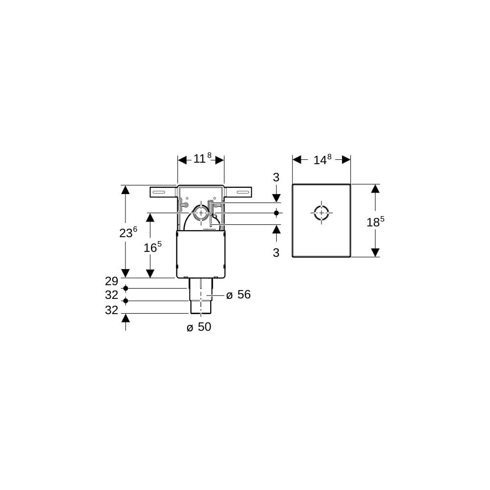 Geberit Set Unterputz-Geruchsverschluss für Waschbecken, Abgang horizontal Außendurc... GEBERIT-151120211 4025416667797 (Abb. 7)