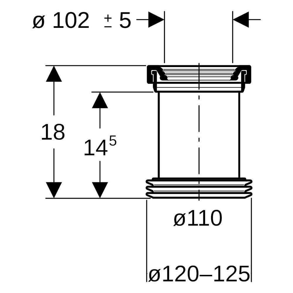 Geberit Anschlussstutzen mit Manschette, Lippendichtungen Außendurchmesser 110mm... GEBERIT-152400161 4025416018582 (Abb. 7)