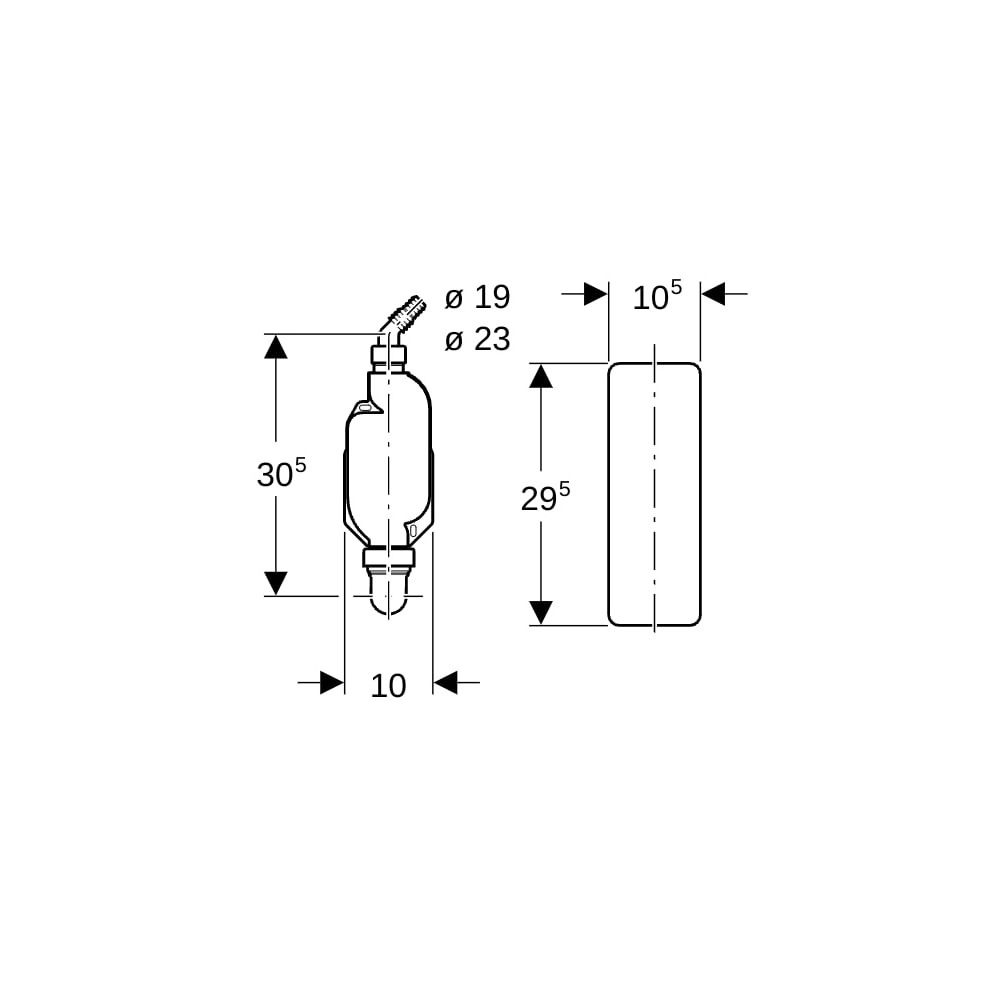 Geberit Aufputz-Geruchsverschluss für Geräte, mit Abdeckung Außendurchmesser 40mm, A... GEBERIT-152768111 4025416021711 (Abb. 6)