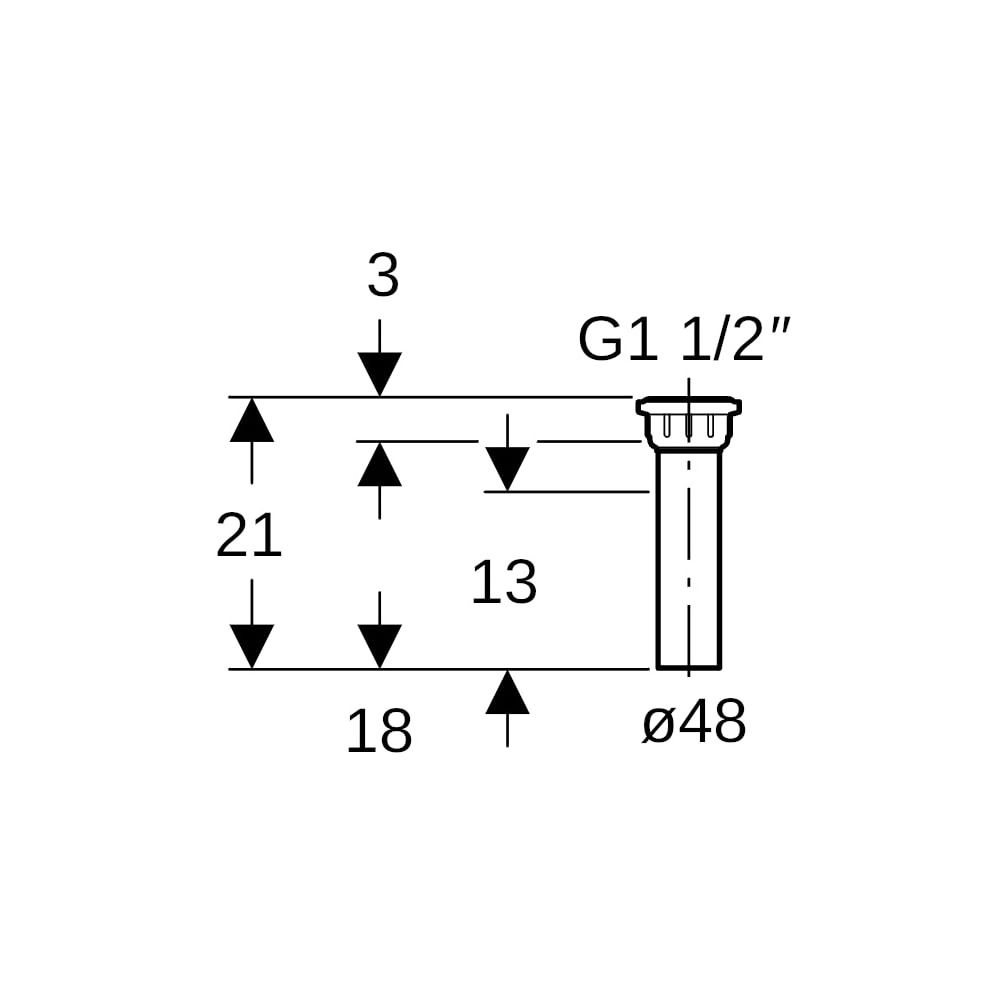 Geberit Anschlussstutzen mit Innengewinde, flacher Dichtungsrand Außendurchmesser 48... GEBERIT-152141161 4025416017639 (Abb. 5)