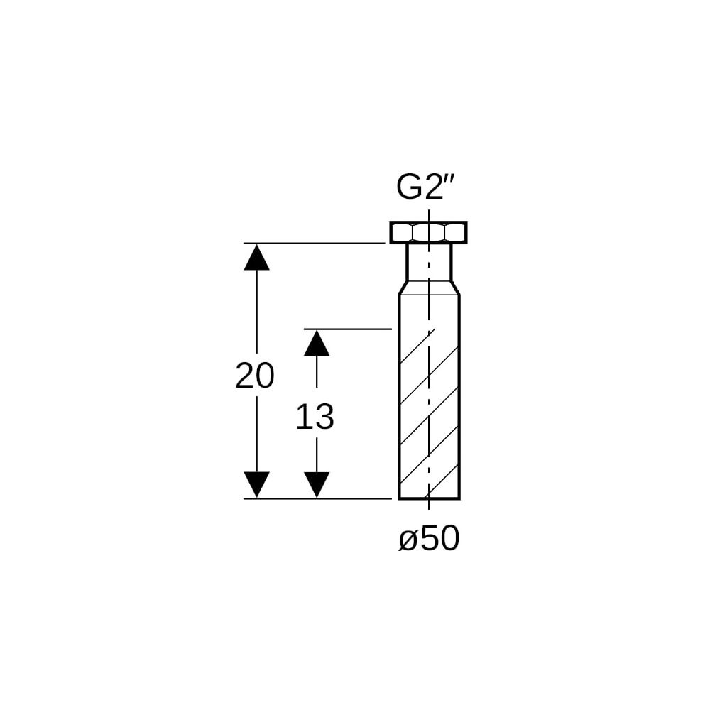 Geberit Anschlussstutzen mit Überwurfmutter, d 50mm, DN 50, G 2", Höhe 20cm, Schwarz... GEBERIT-152114161 4025416017424 (Abb. 5)
