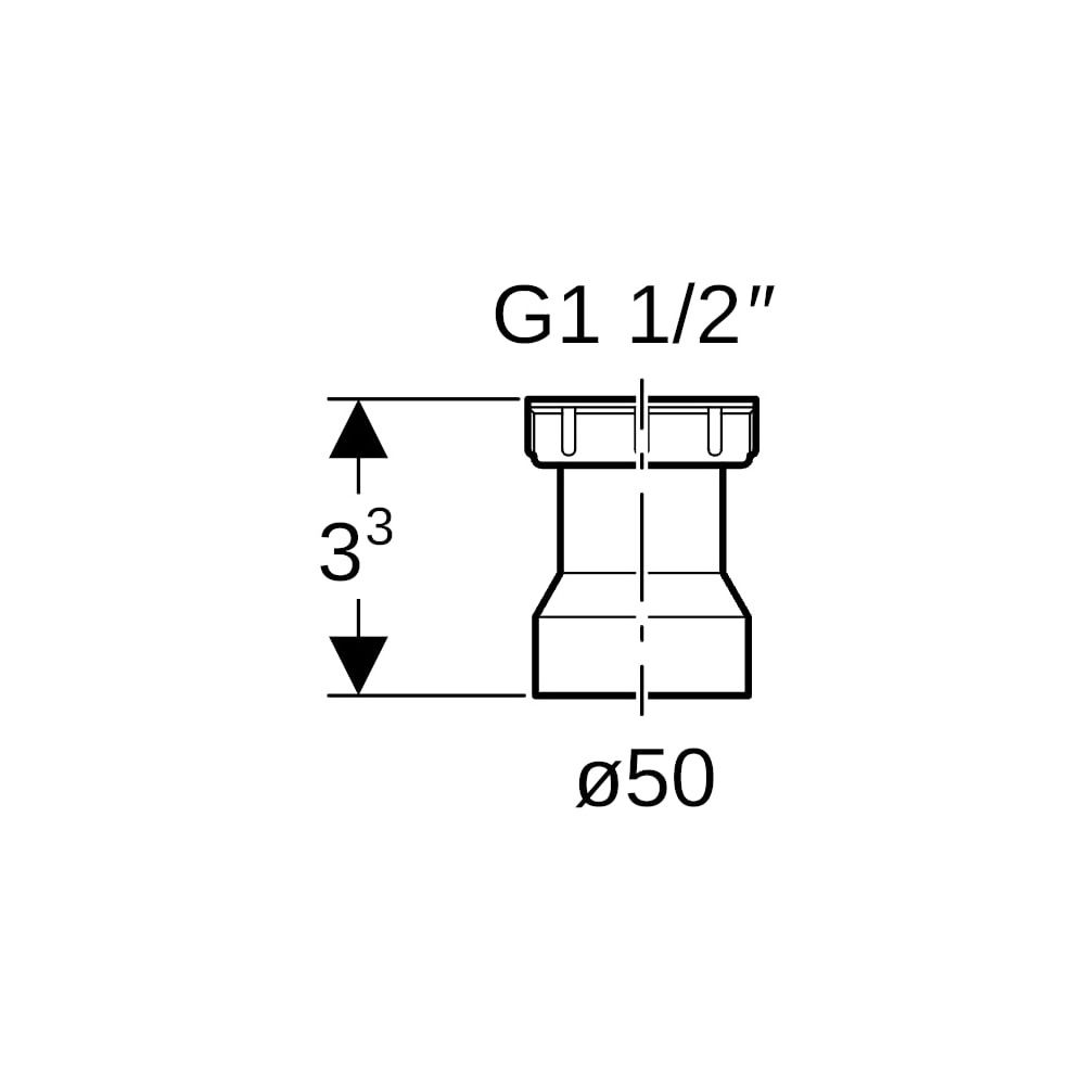 Geberit Anschlussstutzen mit Überwurfmutter, d 50mm, DN 50, G 1 1/2", H3,3cm, Schwar... GEBERIT-152180161 4025416017929 (Abb. 5)
