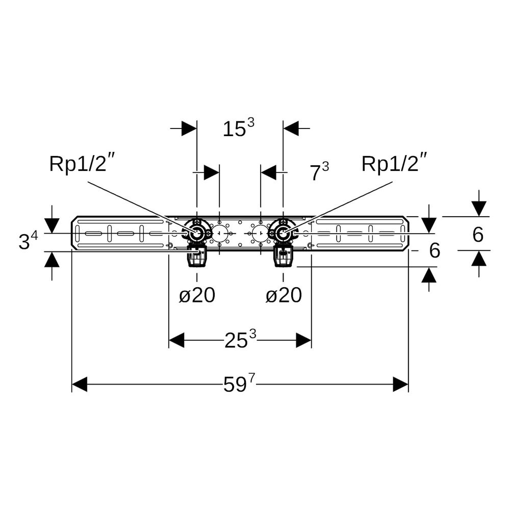 Geberit PushFit Anschlusswinkel 90 Grad vormontiert, zweifach, d 20mm, Rotguss... GEBERIT-651289001 4025416957966 (Abb. 9)