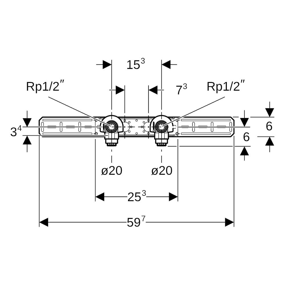 Geberit PushFit Anschlusswinkel 90 Grad vormontiert, zweifach, schallgedämmt, d 20mm... GEBERIT-651290001 4025416957973 (Abb. 9)