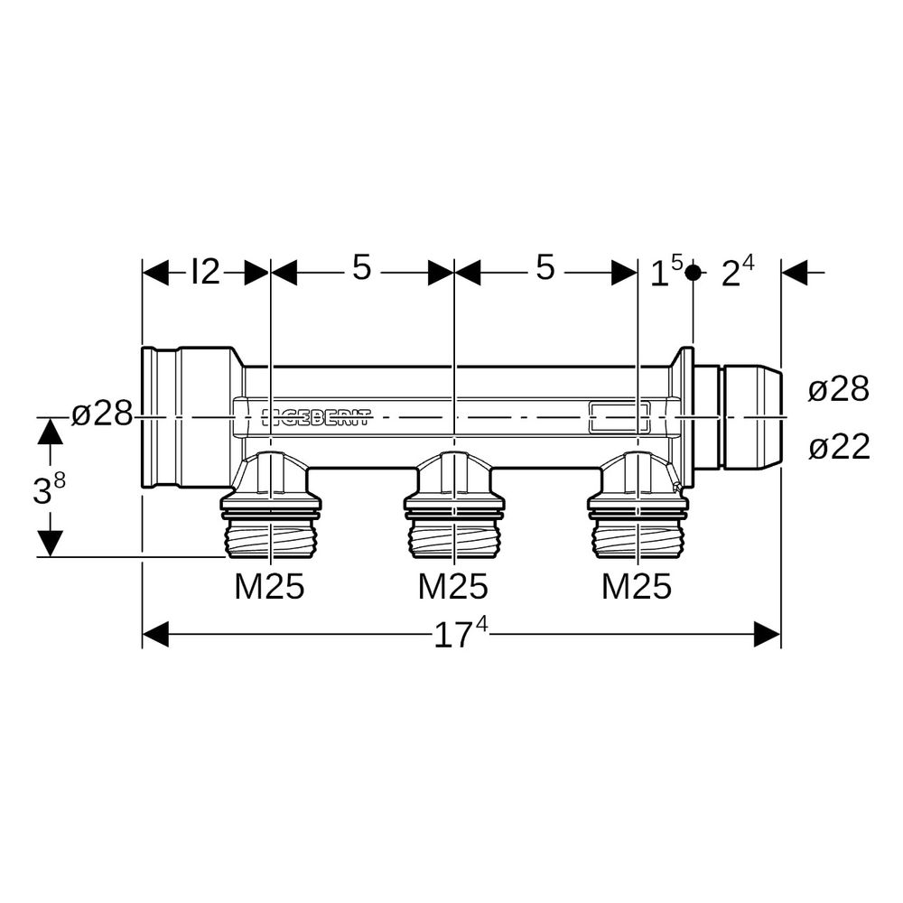 Geberit Verteiler mit Steckanschluss, Verteilerabgang für Schnellkupplung CW617N, da... GEBERIT-653423001 4025416722755 (Abb. 8)