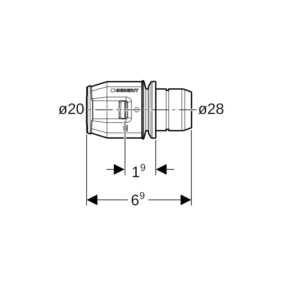 Geberit PushFit Übergang auf Verteiler mit Steckanschluss CW617N, d 20mm, da 28mm... GEBERIT-653461001 4025416315841 (Abb. 5)