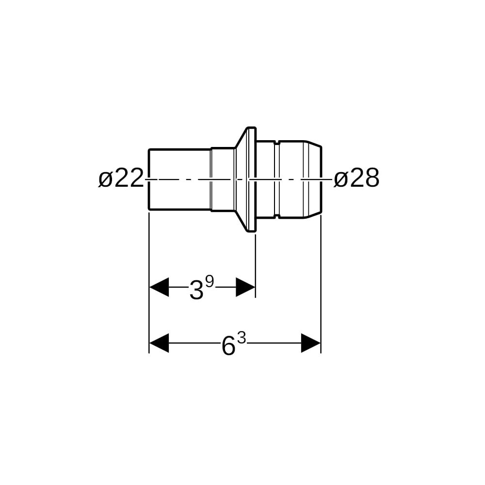 Geberit Mapress Übergang auf Verteiler mit Steckanschluss, Einschubende, d 22mm, da ... GEBERIT-653454001 4025416723127 (Abb. 5)