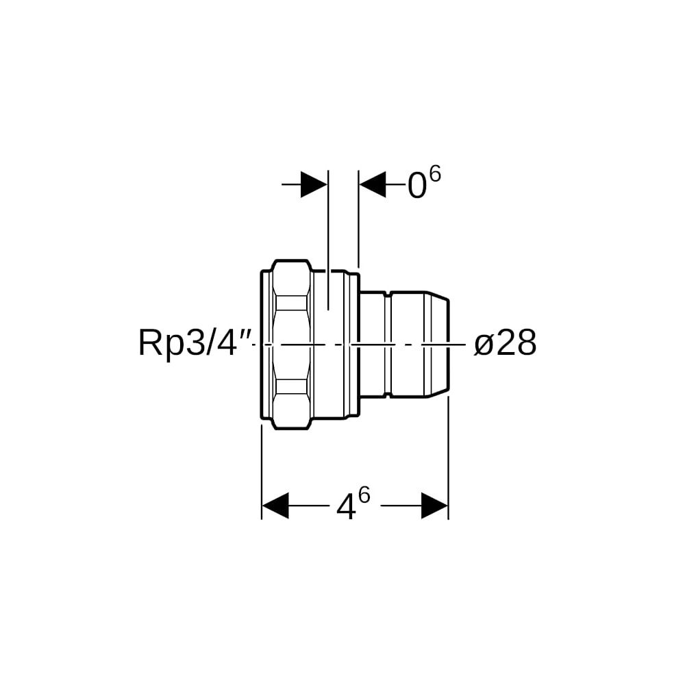 Geberit Übergang auf Verteiler mit Steckanschluss, Innengewinde, Rp 3/4″, da 28mm, R... GEBERIT-653432001 4025416722786 (Abb. 5)