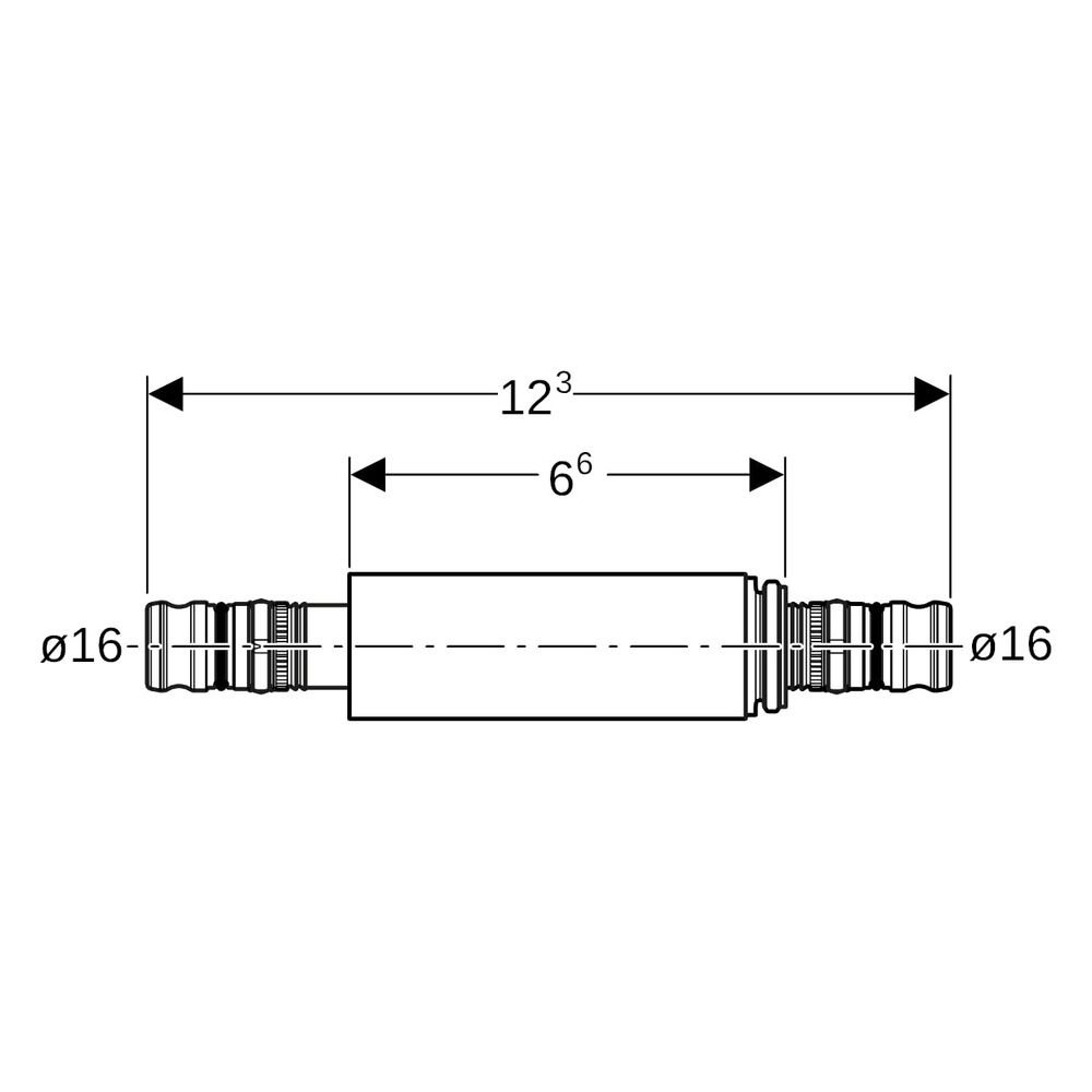 Geberit Mepla Langkupplung, gerade, DN 12, 16mm, 123mm, Rotguss, Bronze... GEBERIT-601575005 4025416679080 (Abb. 7)