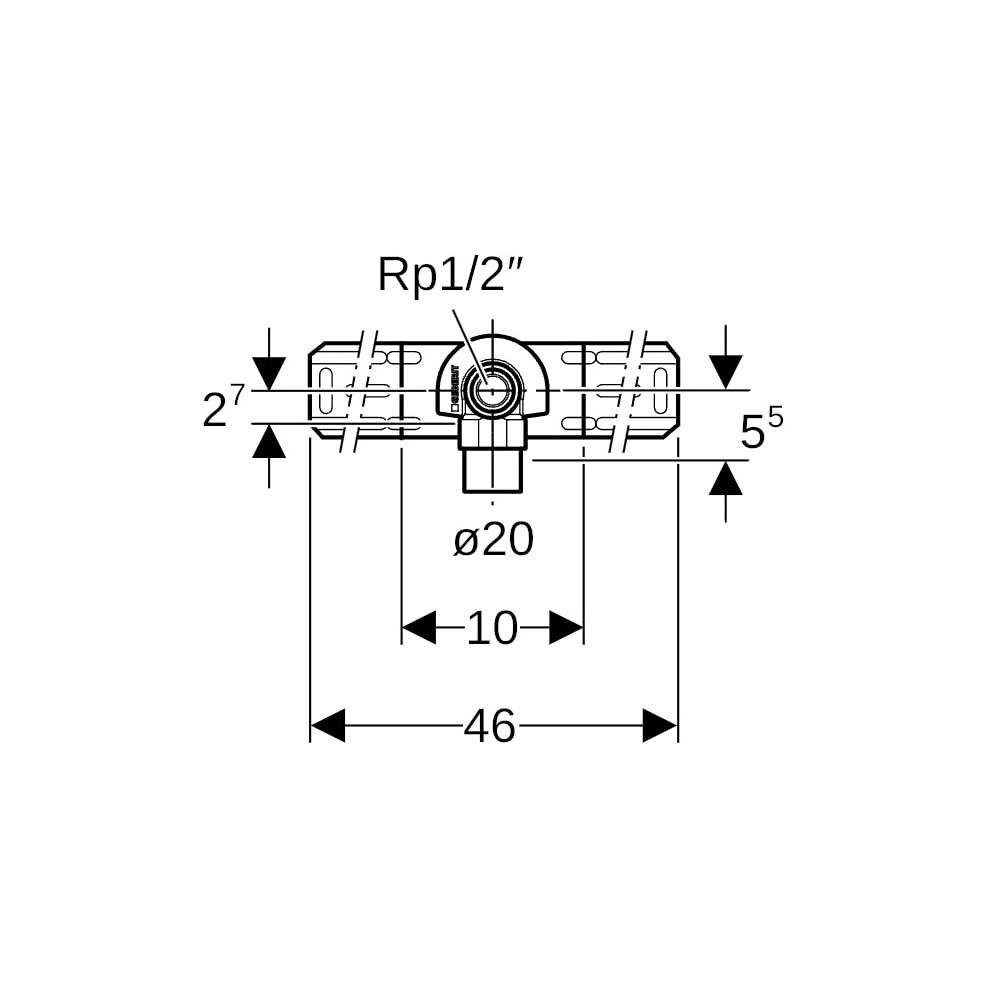 Geberit Mepla Anschlusswinkel 90 Grad vormontiert, einfach, d 20mm, Rp 1/2″, L1 5,2c... GEBERIT-602785005 4025416699736 (Abb. 7)